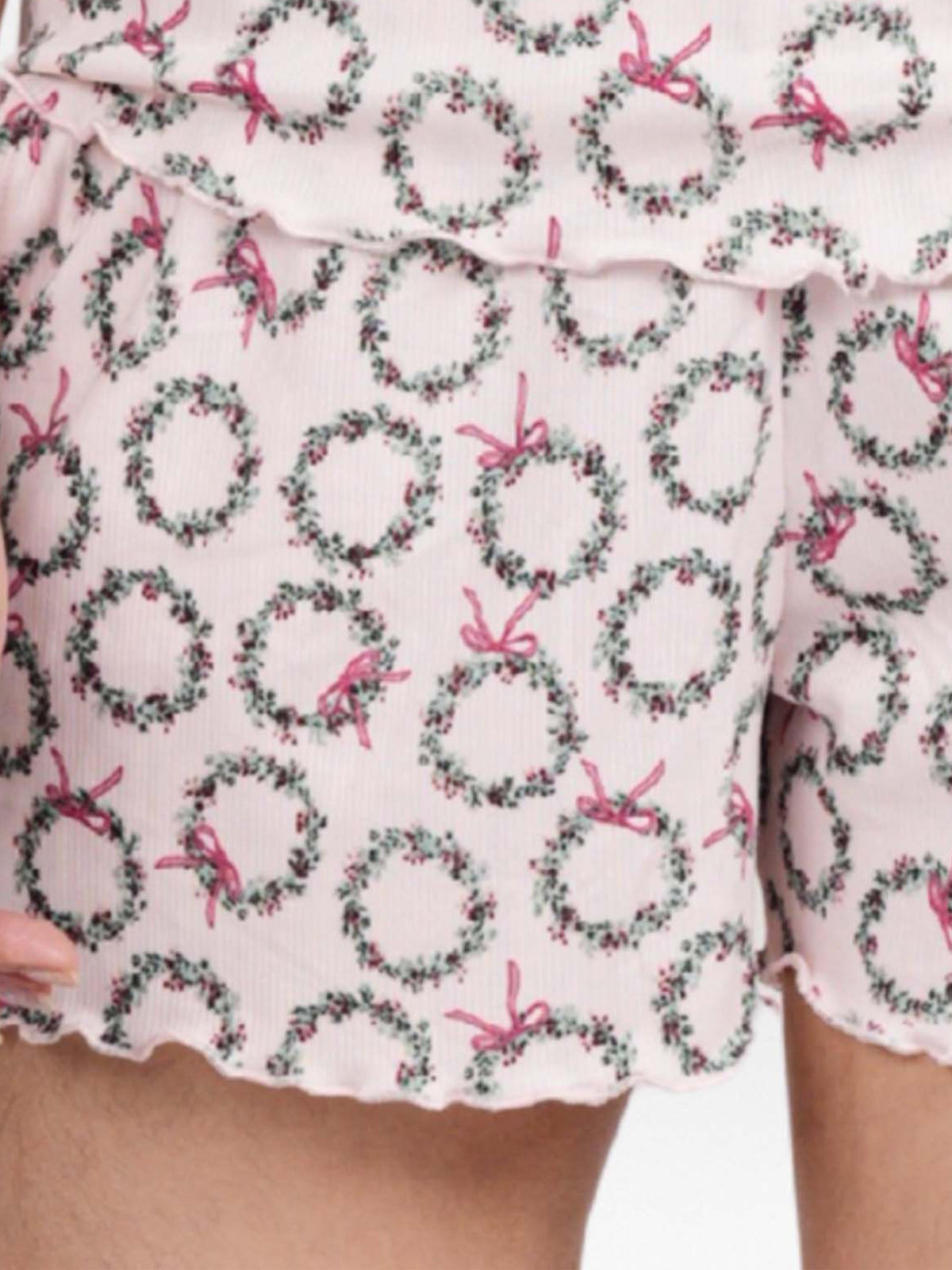 Women’s Pajama Shorts | Printed Sleepwear Shorts | Soft Stretch Yummy Rib Fabric | Elastic Waist Lounge Shorts for Women - Blushing Bride