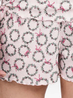 Women’s Pajama Shorts | Printed Sleepwear Shorts | Soft Stretch Yummy Rib Fabric | Elastic Waist Lounge Shorts for Women - Blushing Bride