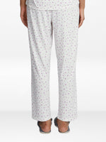 Women’s All Over Printed Lounge Pants | Soft Stretch Yummy Rib Fabric | Drawstring Waist Casual Sleepwear & Pajama Trousers - White