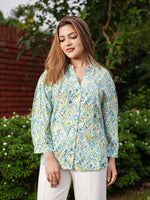 Women’s Printed Button-Down Shirt – Long Sleeve Casual Blouse | Stylish Abstract Pattern Top for Office & Everyday Wear