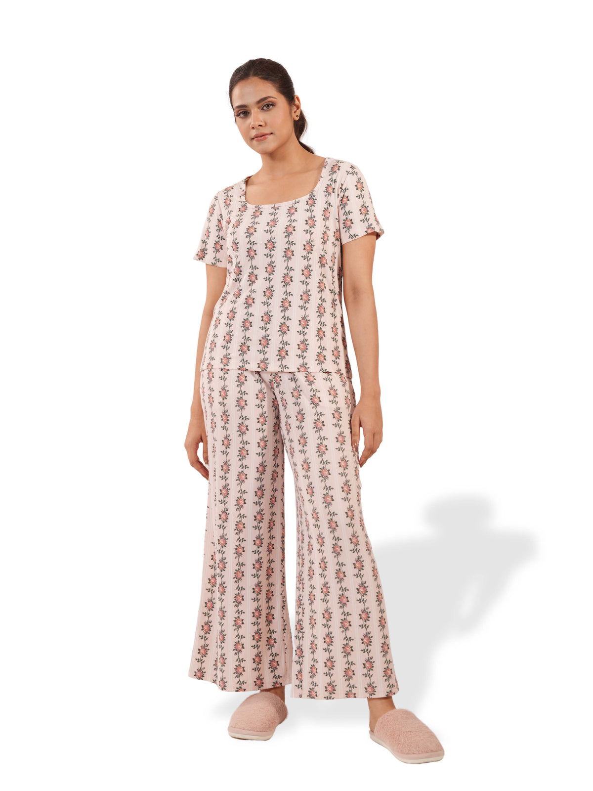 Women's Casual Pants Trendy Loose Trousers High Waist Wide Leg Cropped Palazzo with Pockets