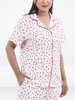 Women’s 3-Piece Pajama Set – Yummy Rib Fabric Sleepwear with Contrast Piping, Notch Collar & Button Down Top,