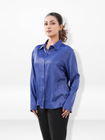 Women’s Long Sleeve Satin Shirt – Spread Collar Button-Down Top | Soft Shiny Formal & Casual Wear
