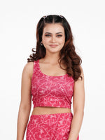 Women’s Crew Neck Crop Top | Sleeveless Printed Top for Women | Soft Stretch Yummy Rib Fabric | Casual Lounge & Party Wear - Crimson