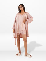 Women’s Satin 4 Piece Night Dress Set – Luxury Sleepwear | Soft Silky Comfortable Nightwear