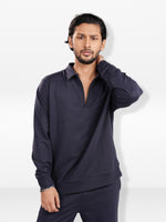 Men’s Half Zip Collar Sweatshirt – Long Sleeve Thermal Casual Shirt Collar | Classic Basic Polo Sweatshirt for Men