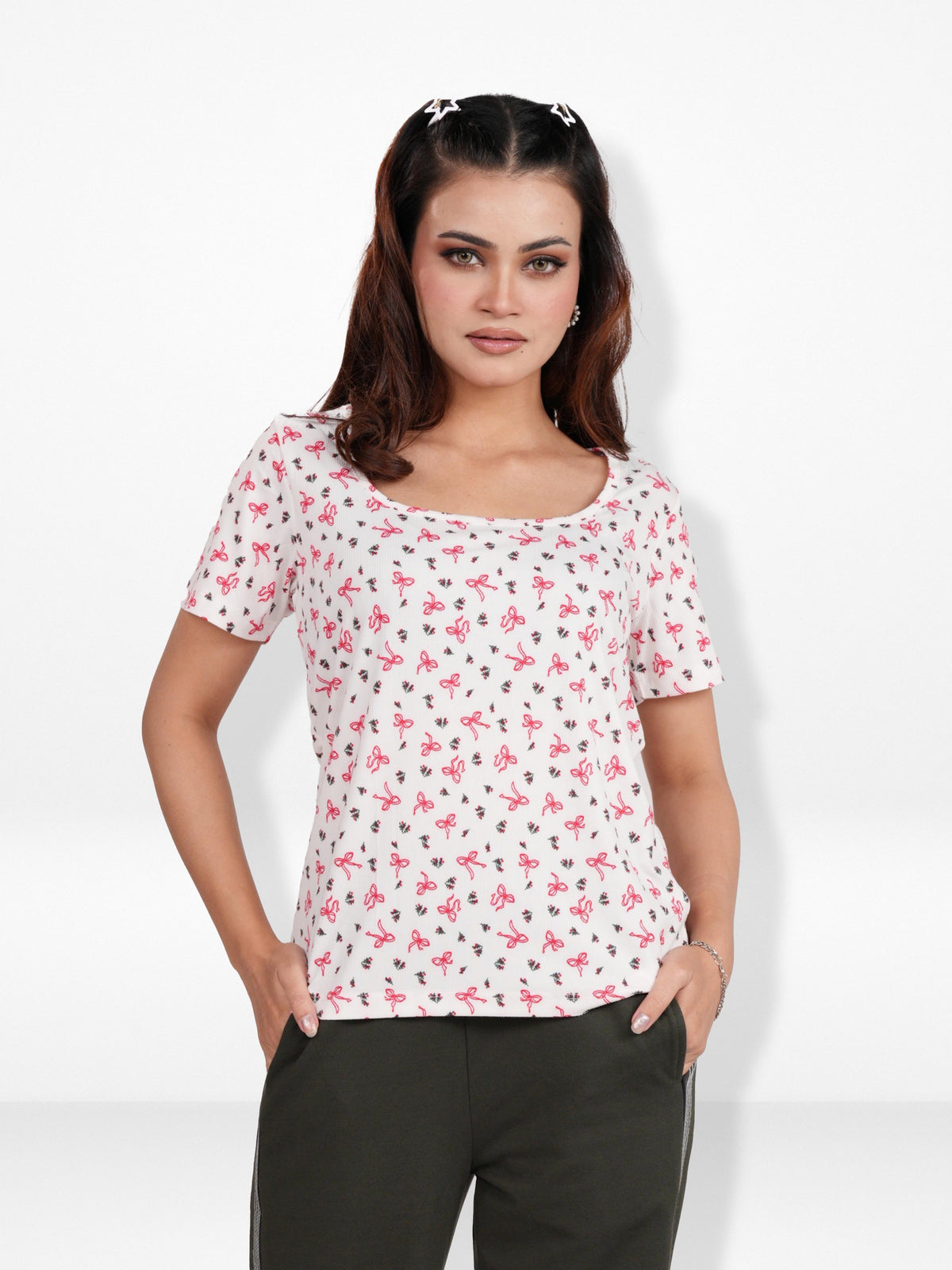 Women’s Regular Fit Crew Neck Tee Shirt – Short Sleeve All Over Print T-Shirt | Soft & Comfortable
