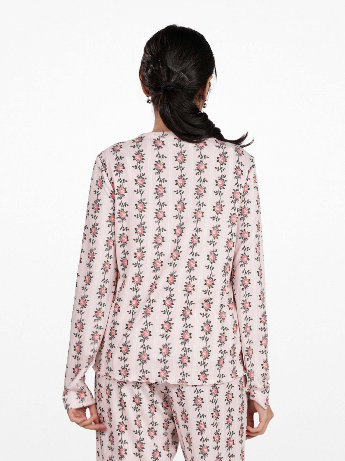 Women's Henley Long Sleeve Printed Top – Soft &amp; Stretchy Rib Knit Casual T-Shirt
