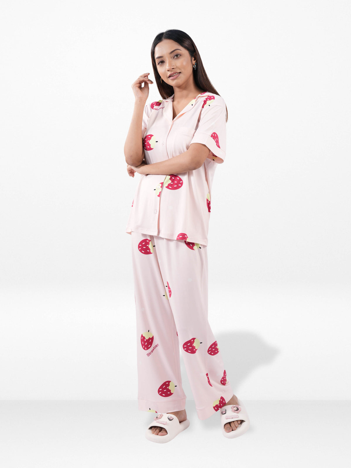 Women’s Printed Night Suit Set – Shirt & Pyjama | Soft Nightwear Dress, 2 Piece Sleepwear for Women, Comfortable Loungewear
