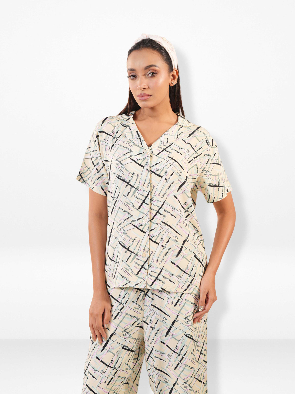Women’s Printed Night Suit Set – Shirt & Pyjama | Soft Nightwear Dress, 2 Piece Sleepwear for Women, Comfortable Loungewear
