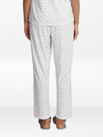 Women’s All Over Printed Lounge Pants | Soft Stretch Yummy Rib Fabric | Drawstring Waist Casual Sleepwear & Pajama Trousers - White