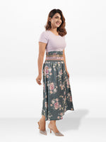 Women’s All Over Printed Maxi Skirt – Summer Pleated High Waist Casual Long Skirt
