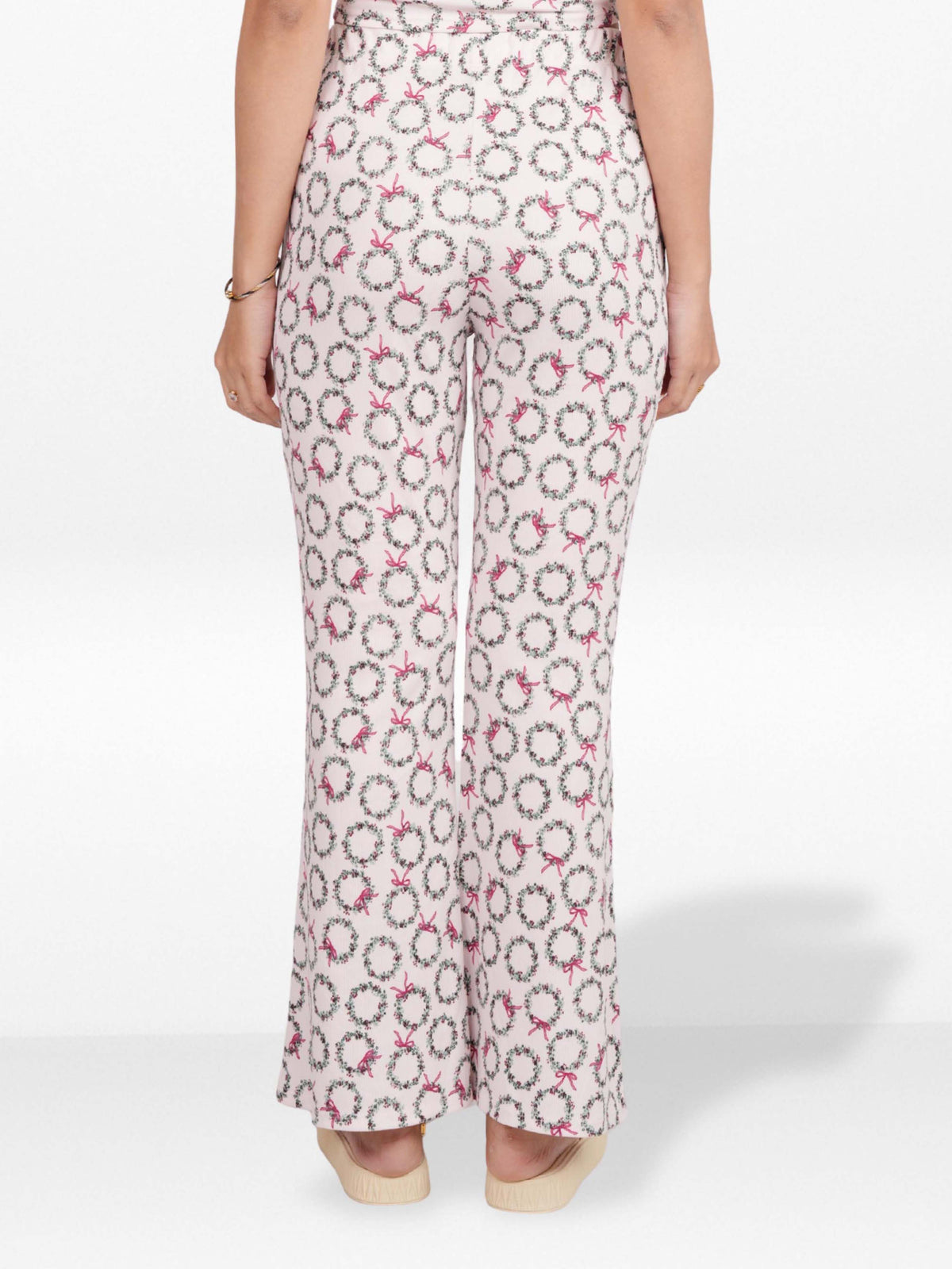 Women’s Printed Palazzo Pants | Wide Leg Lounge Trousers for Women | Soft Stretch Yummy Rib Fabric | Casual & Party Wear Bottoms - Blushing Bride