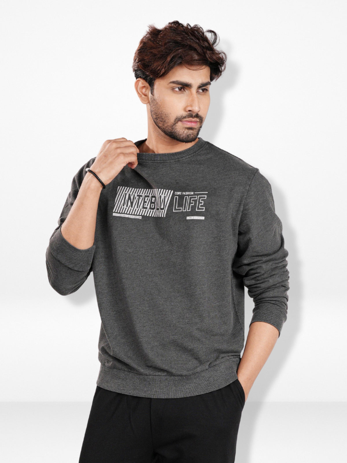 Men’s Graphic Crew Neck Sweatshirt – Soft Cotton Blend Long Sleeve Pullover | Casual Everyday Comfort Wear