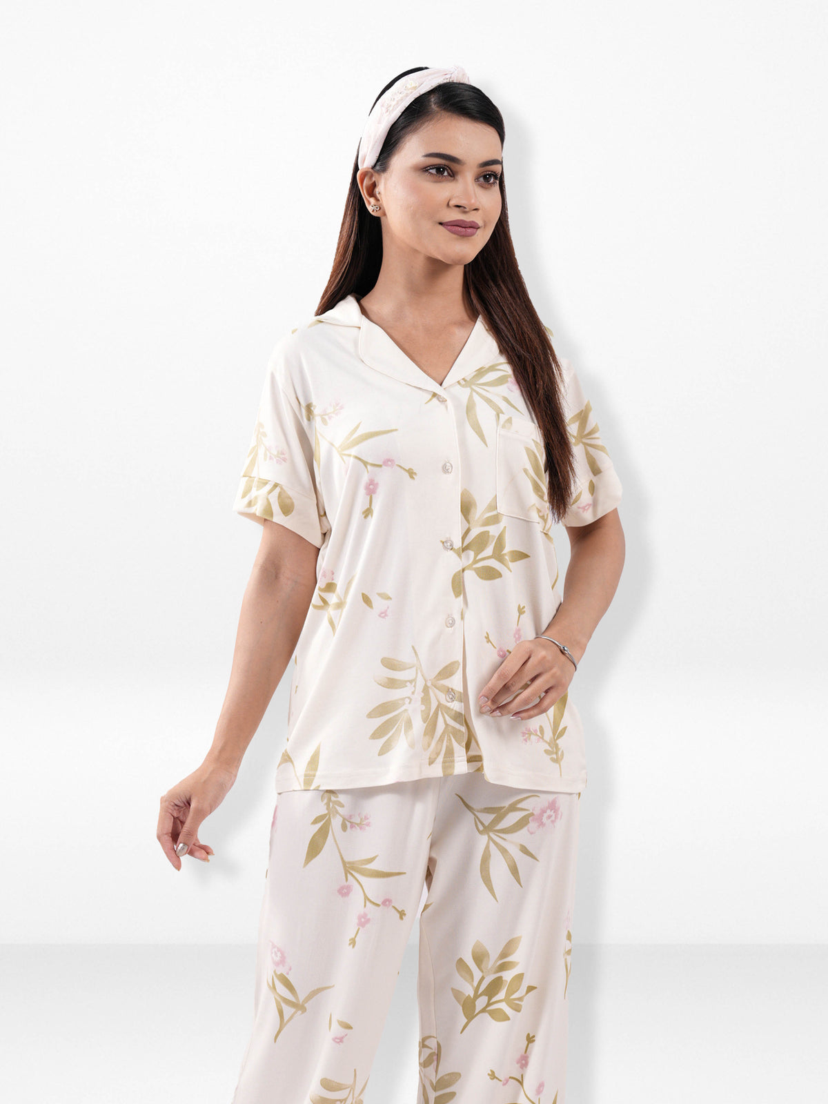 Women’s Printed Night Suit Set – Shirt & Pyjama | Soft Nightwear Dress, 2 Piece Sleepwear for Women, Comfortable Loungewear