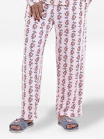 Women’s Printed Pajama Pants | Soft & Stretchy Sleepwear Trousers | Elastic Waist Lounge Pants | Yummy Rib Fabric - Blushing Bride Rose