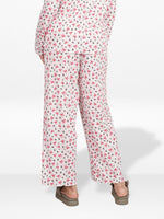 Women's Floral Printed Wide Leg Pants – Soft Yummy Rib Casual Trousers
