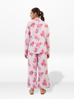 Women's Co-Ord Set Pink and Rose floral Printed -Trendy 2 Piece Matching Top & Bottom Outfit