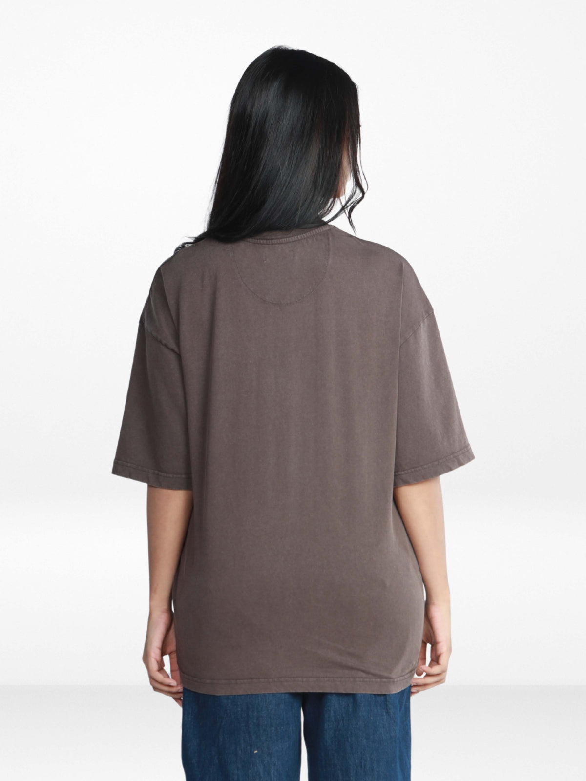 Women’s Drop Shoulder T-Shirt – Classic Solid Short Sleeve Tee, Soft Cotton Blend Comfortable Casual Wear- Brown