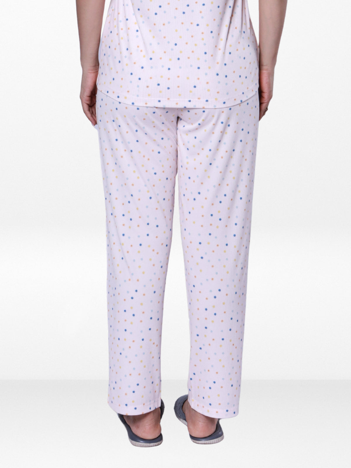 Women’s All Over Printed Lounge Pants | Soft Stretch Yummy Rib Fabric | Drawstring Waist Casual Sleepwear & Pajama Trousers - LT.Pink