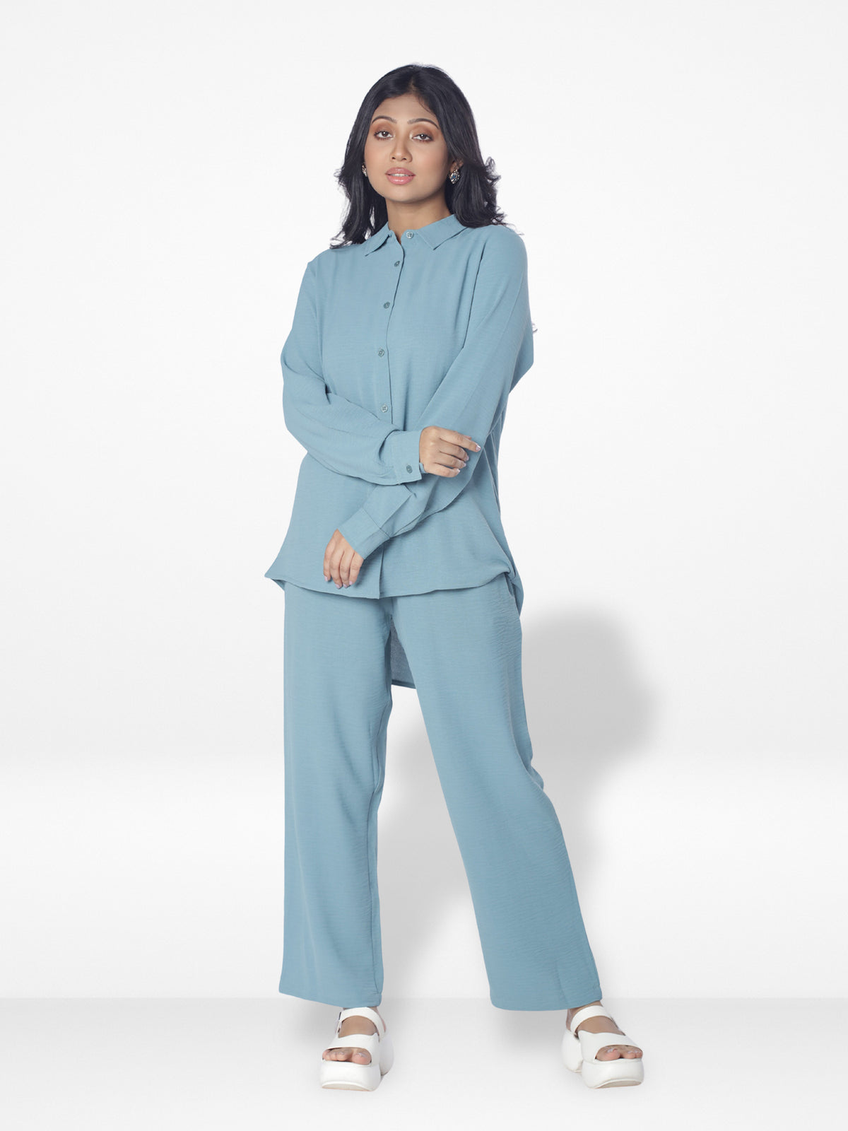 Women Solid Color Co-Ord Set| Long Sleeve| Pop Green