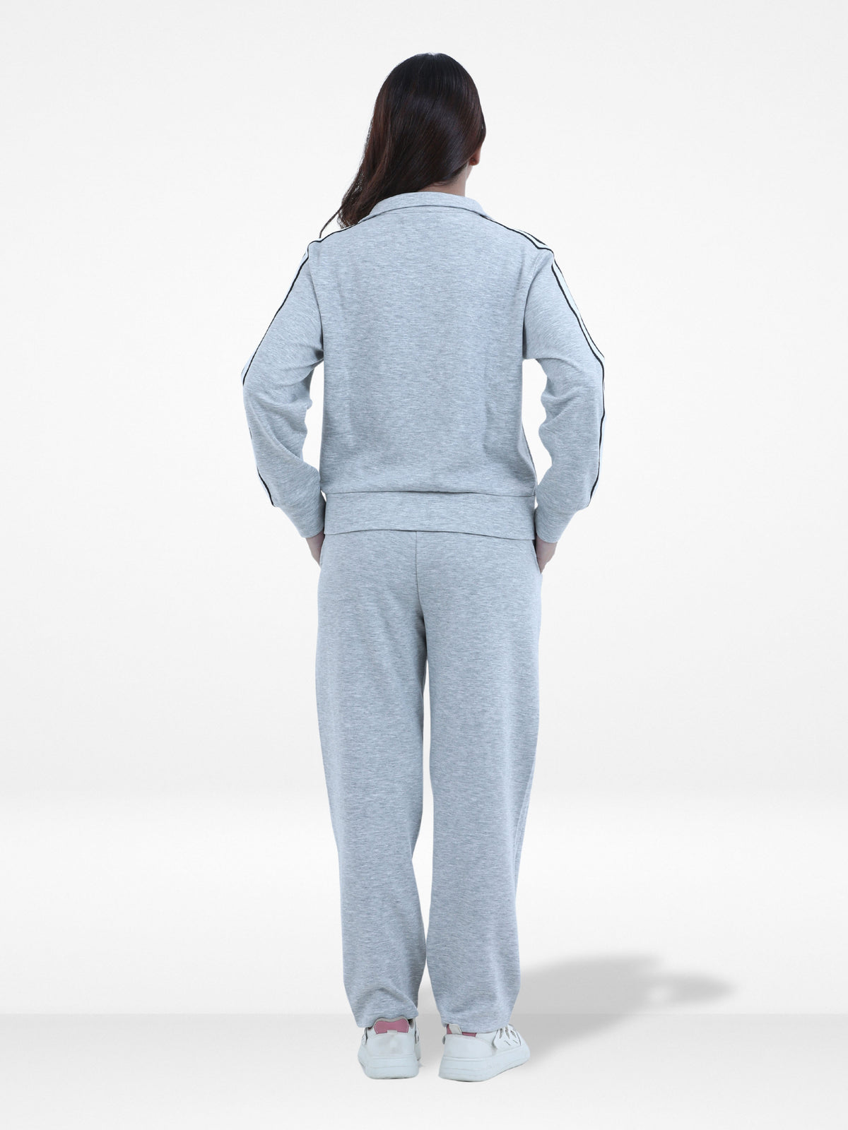 Women’s Zip-Through Jacket – High Collar, Regular Fit Long Sleeve Outerwear for Effortless Style & Comfort