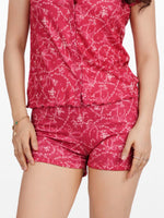 Women’s Printed Pajama Shorts | Soft & Stretchy Sleepwear Shorts | Elastic Waist Lounge Shorts | Yummy Rib Fabric - Crimson
