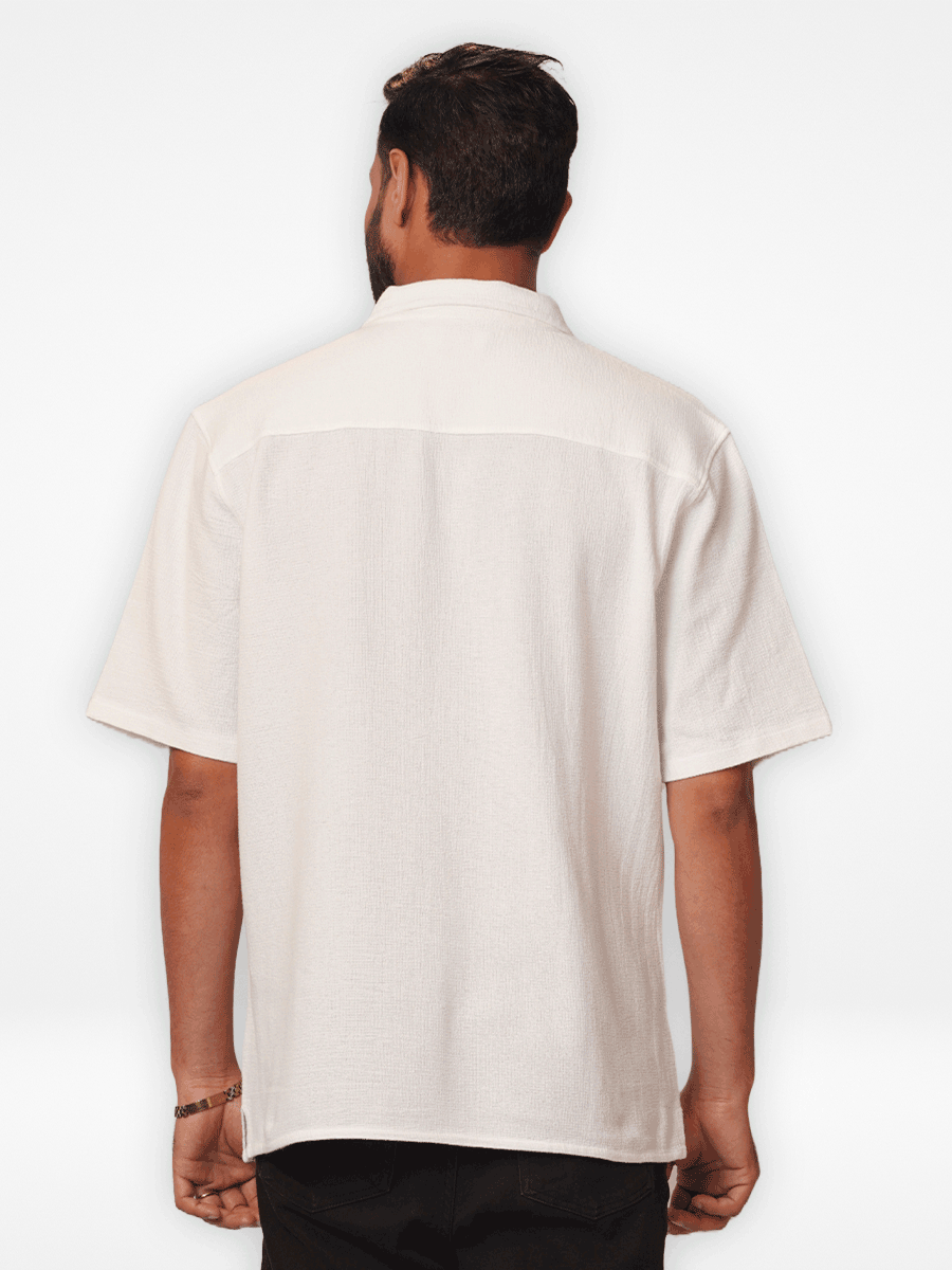 Men's Relaxed-Fit Half-Sleeve Casual Shirt White