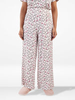 Womens All Over Printed Crop Top and Long Bottom Set Crew Neck Half Sleeve Tee & Matching Bottom | Trendy Casual Two-Piece Wear - Blushing Bride