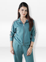 Women’s Zip-Through Jacket – High Collar, Regular Fit Long Sleeve Outerwear for Effortless Style & Comfort
