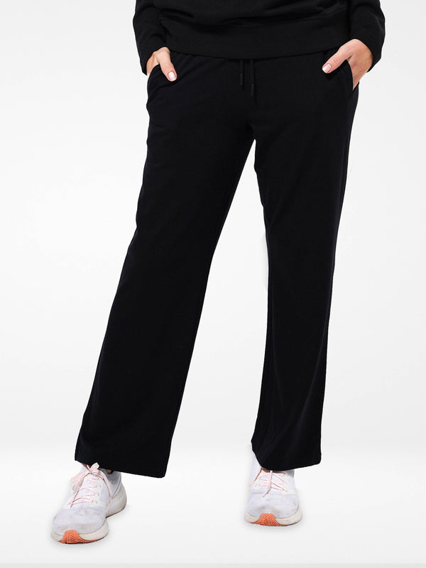 Cozy Open Leg Palazzo Sweatpants | Black