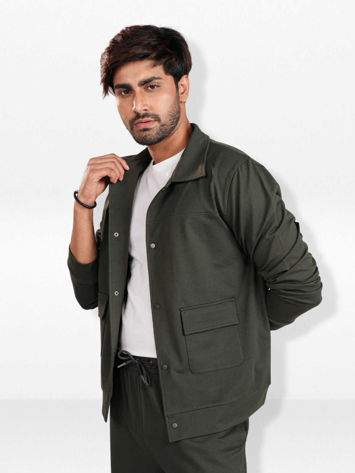 Men’s Solid Casual Jacket – Snap Button Front Closure with Clean Design | Comfortable Everyday Outerwear for Men