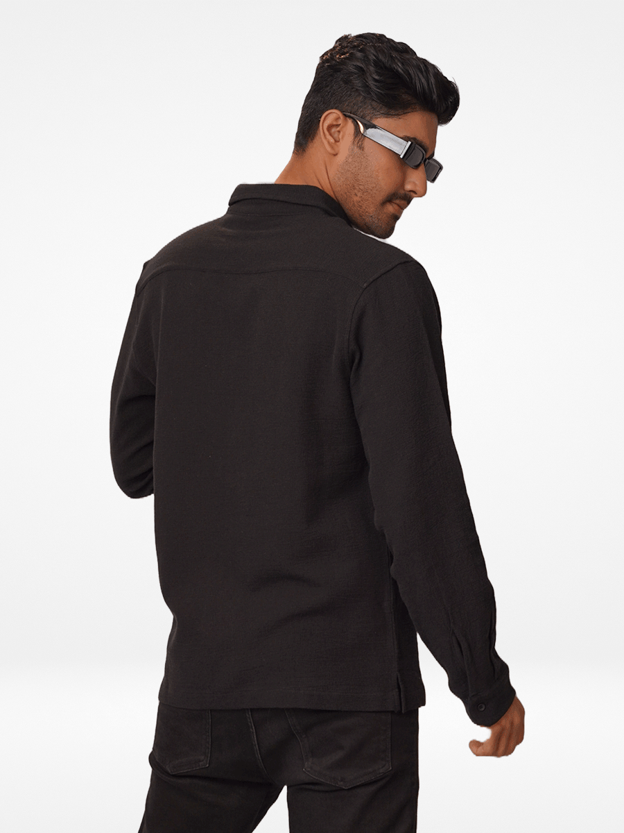 Men's Relaxed-Fit Full-Sleeve Casual Shirt Black