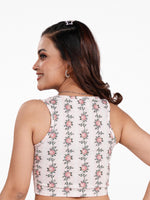 Women’s Crew Neck Crop Top | Sleeveless Printed Top for Women | Soft Stretch Yummy Rib Fabric | Casual Lounge & Party Wear - Blushing Bride Rose
