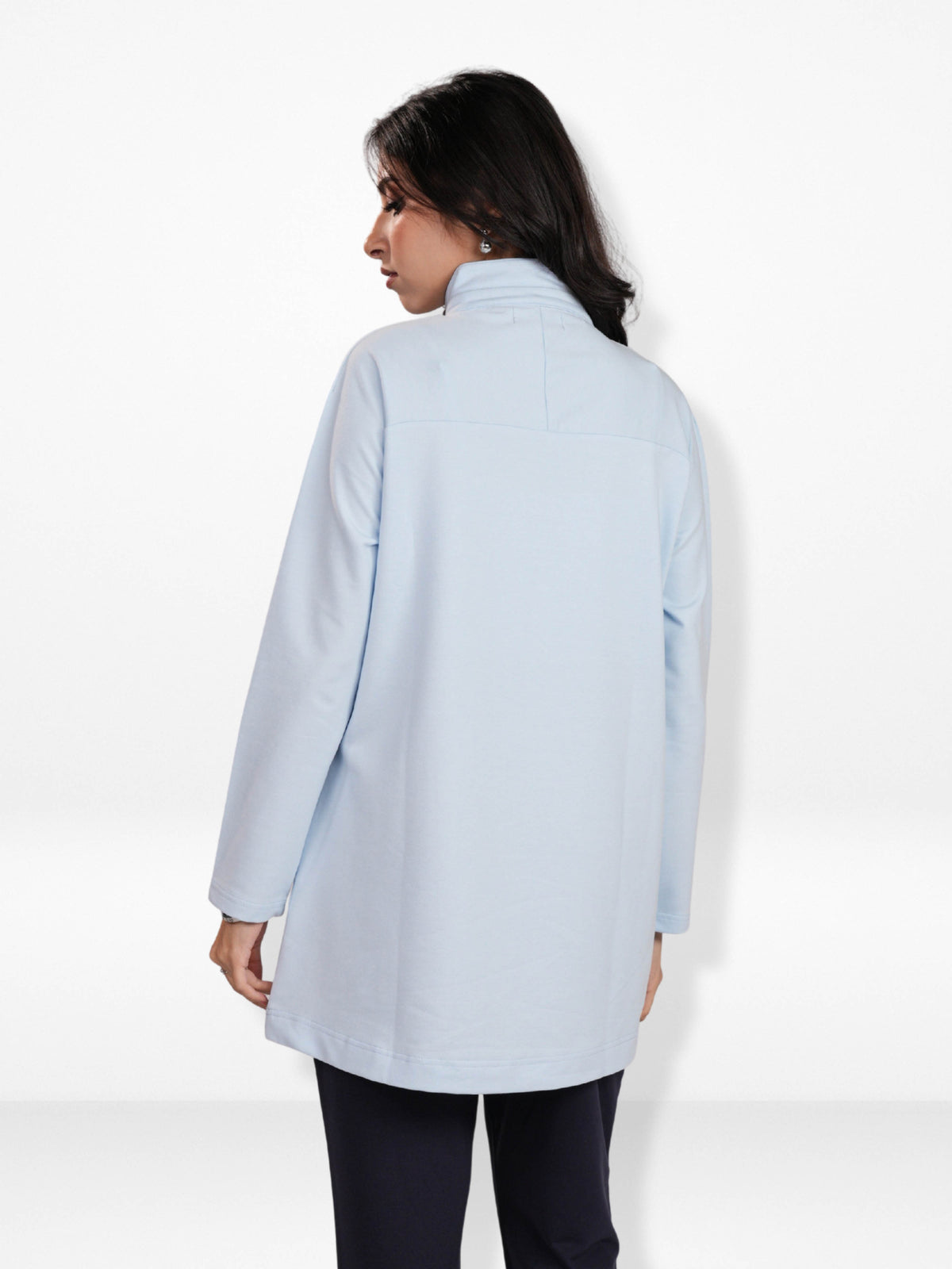 Women’s High Neck Half Zip Pullover Sweatshirt – Long Sleeve | Trendy Relaxed Fit