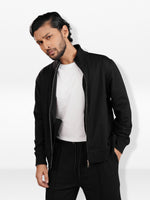 Men’s Regular Fit Jacket – High Neck Front Zip | Long Sleeve Outerwear with Ribbed Trims & Welt Pockets