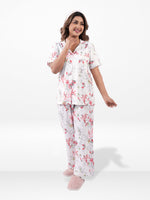 Women’s Printed Night Suit Set – Shirt & Pyjama | Soft Nightwear Dress, 2 Piece Sleepwear for Women, Comfortable Loungewear