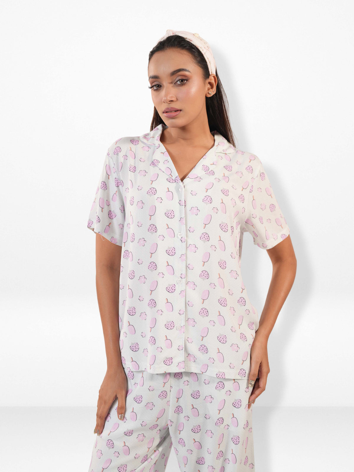Women's All Over Printed PJ Set – 2 Piece Sleepwear Set | Soft Breathable Nightwear for Women