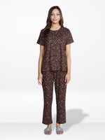 Women’s 2 PieceAll Over Printed Loungewear Set – Short Sleeve Top &amp; Pants | Casual Lounge Outfit, Soft Pajama Set, Summer Sleepwear for Women
