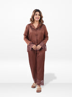 Women’s Satin Bridal Lounge Set – Luxury Silky Pajamas | Party Ready Sleepwear for Bride & Wedding Events