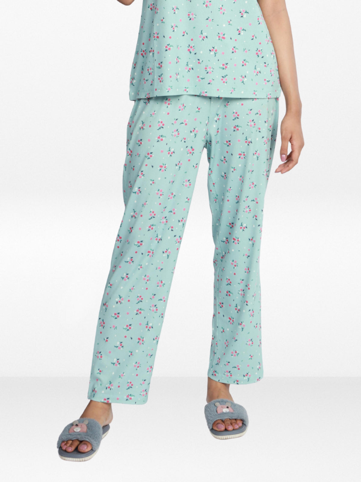 Women’s All Over Printed Lounge Pants | Soft Stretch Yummy Rib Fabric | Drawstring Waist Casual Sleepwear & Pajama Trousers - Ether