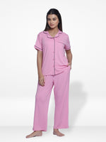 Women Solid Sleepwear Short Sleeve Pyjama Set