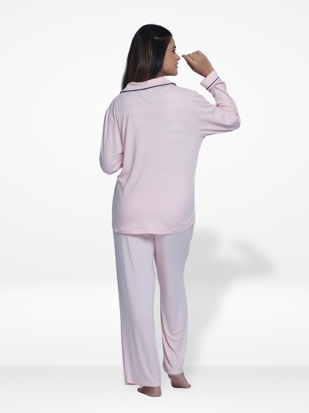 Women Solid Sleepwear Long Sleeve Pyjama Set