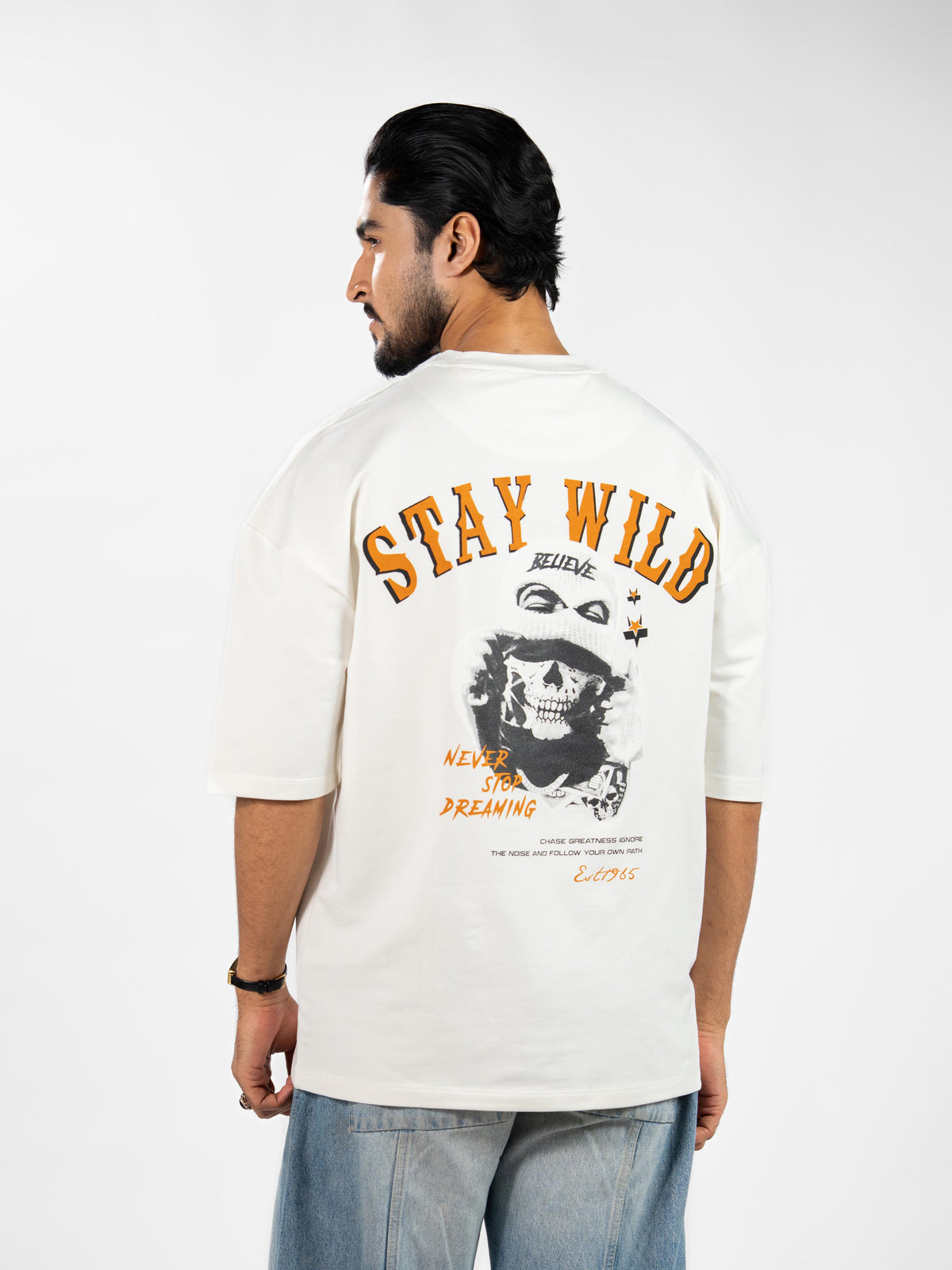 Men’s Oversized Drop Shoulder Graphic T-Shirt – Short Sleeve Crew Neck Tee | Casual Streetwear Top with Front & Back Print