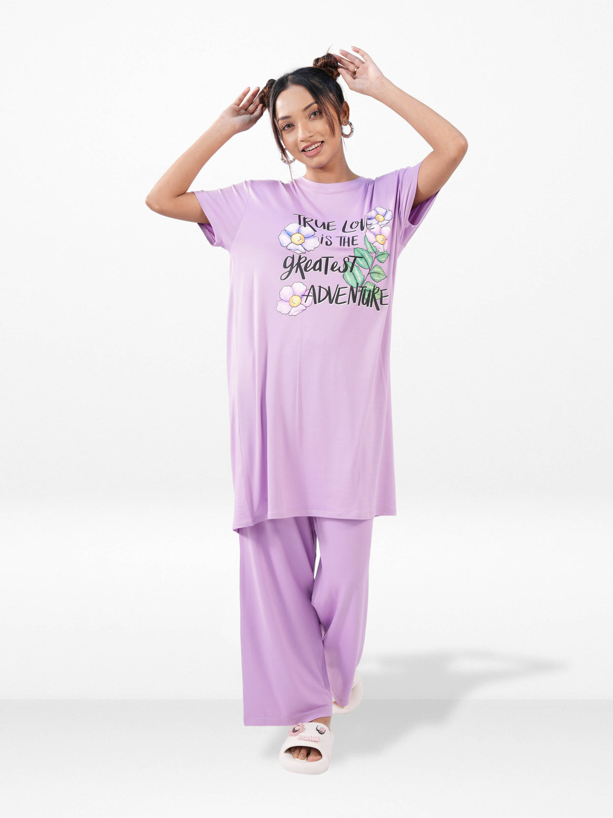 Women’s Long Tunic Top & Pant Set – 2 Piece Pajama & Loungewear Outfit for Women | Soft Comfortable Everyday Wear