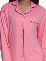 Women Solid Sleepwear Long Sleeve Pyjama Set