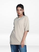 Women’s Drop Shoulder T-Shirt – Classic Solid Short Sleeve Tee, Soft Cotton Blend Comfortable Casual Wear - Beige