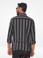 Men's Relaxed-Fit full-Sleeve Casual Shirt Black Stripes