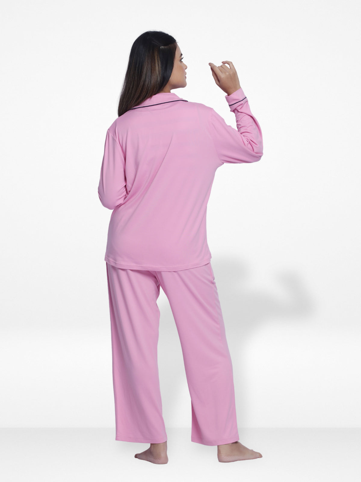 Women Solid Sleepwear Long Sleeve Pyjama Set
