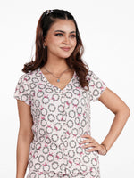 Women’s Short Sleeve Button-Down Top | Printed Sleepwear Shirt | Soft & Stretchy Yummy Rib Fabric | Lounge Top - Blushing Bride